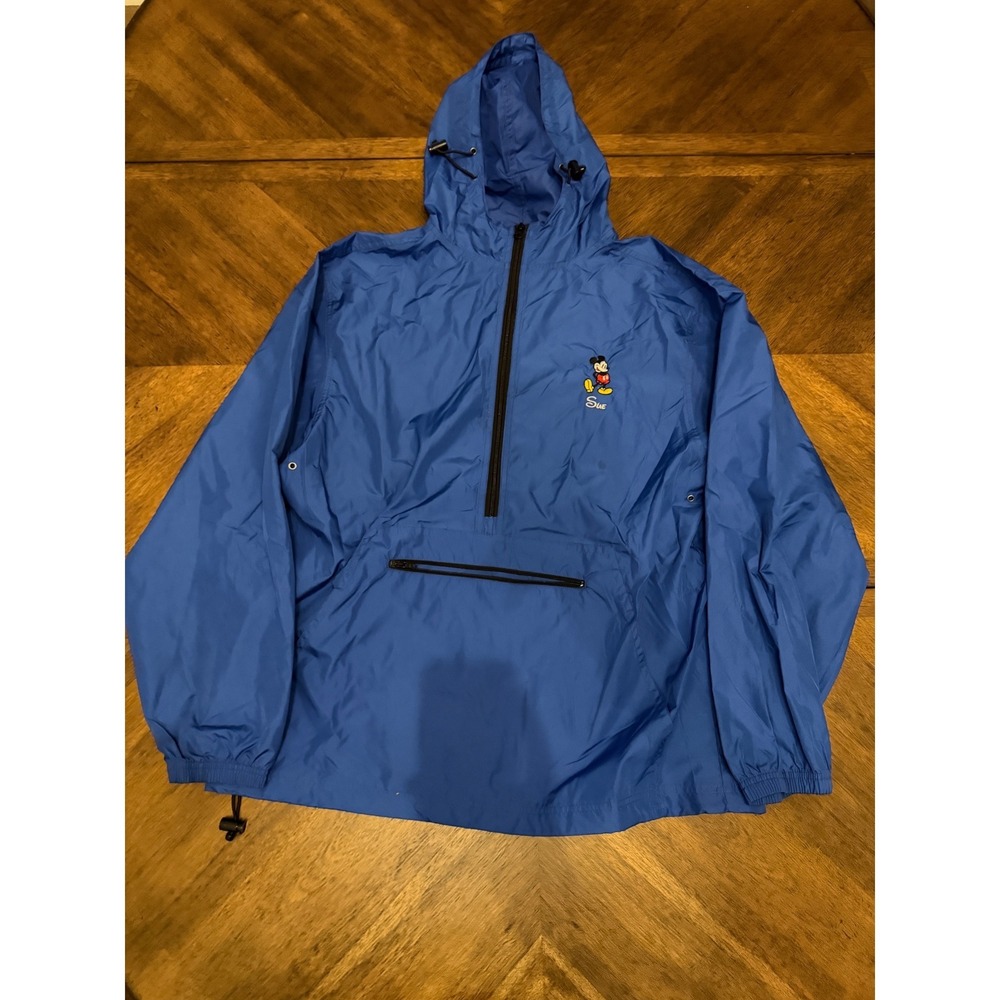 Disney Store Mickey Mouse Blue Half Zip Windbreaker Anorak Jacket Large 400234